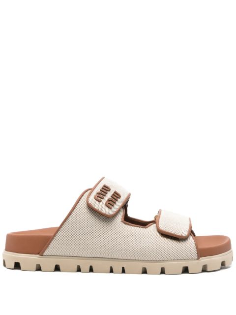 Miu Miu logo-lettering sandals - Neutrals