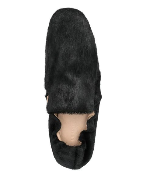 Le Monde Beryl fur-trimmed loafers - Black