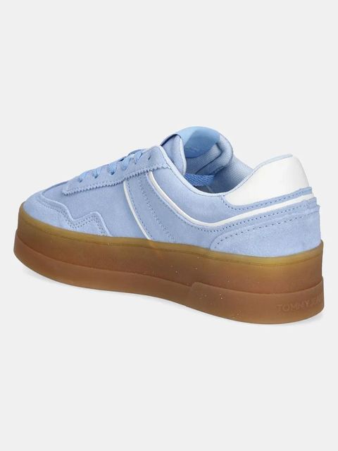 Tommy Jeans sneakersy zamszowe THE GREENWICH FLATFORM SUEDE kolor niebieski EN0EN02734