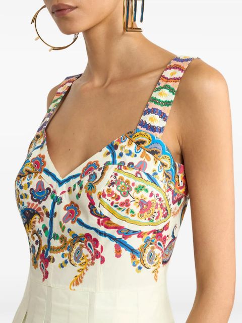 ETRO floral paisley-print cotton midi dress - Neutrals