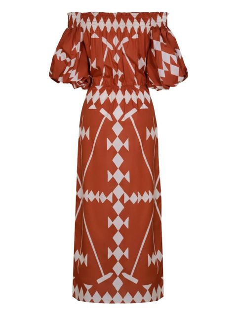 Johanna Ortiz Harbor Hues off-shoulder midi dress - Brown - zdjęcie produktu nr 2