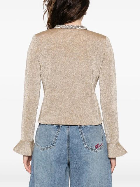 Self-Portrait embellished ruffled knitwear - Gold