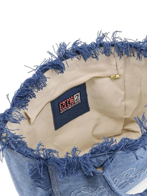 MC2 Saint Barth Vanity fringed logo denim tote bag - Blue