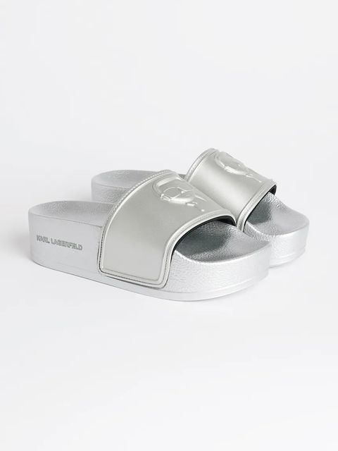 Karl Lagerfeld klapki KONDO MAXI damskie kolor srebrny na platformie KL80819M