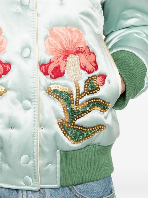 Valentino Garavani floral quilted bomber jacket - Blue