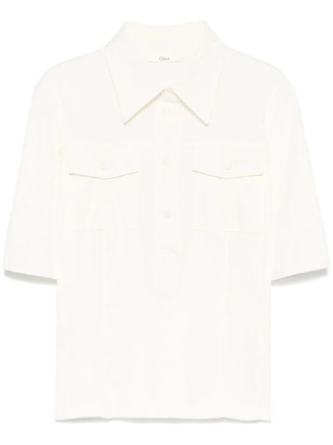 Chloé logo-embroidered polo top - Neutrals - zdjęcie produktu nr 1