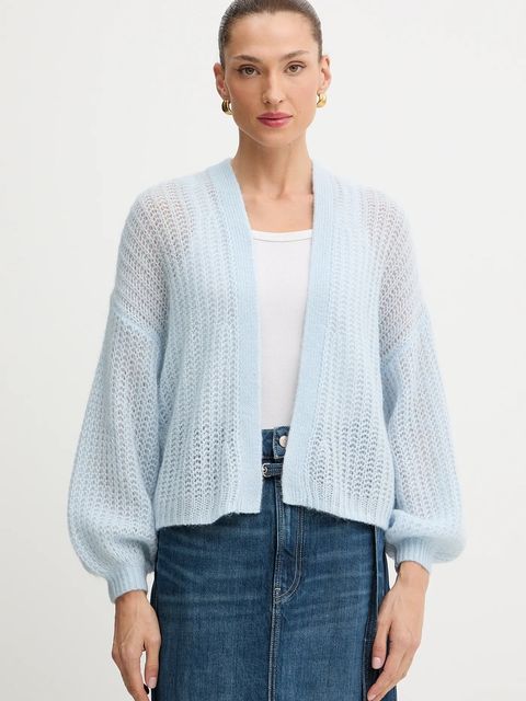 BOSS Orange kardigan z domieszką wełny damski kolor niebieski lekki 50545878