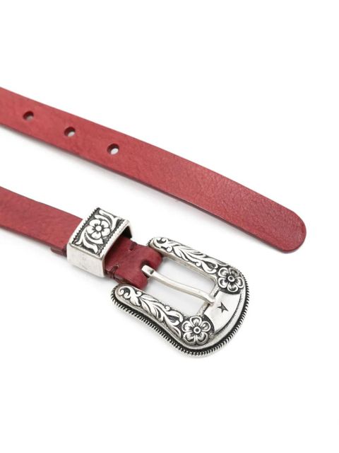 Golden Goose floral-engraved buckle leather belt - Red - zdjęcie produktu nr 2