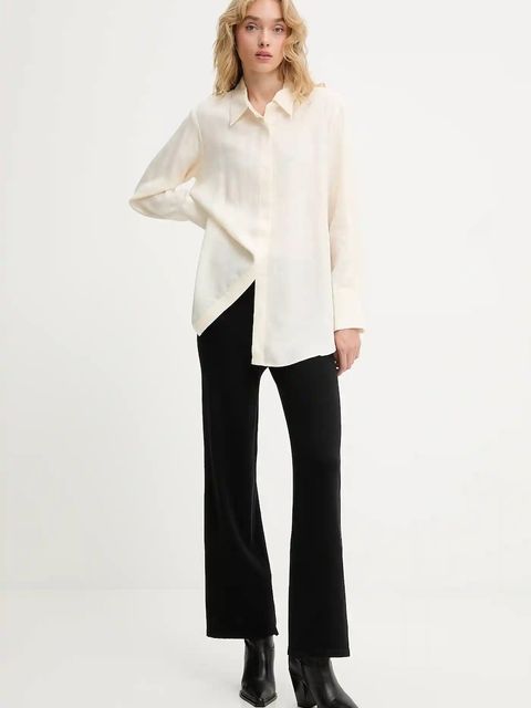 Answear.LAB koszula damska kolor beżowy relaxed z kołnierzykiem klasycznym