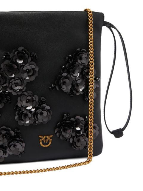 PINKO sequin-embellished drawstring shoulder bag - Black