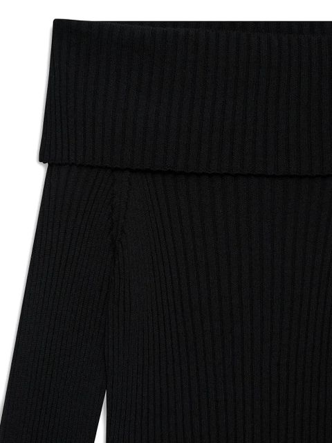 ANINE BING Kira off-shoulder ribbed sweater - Black