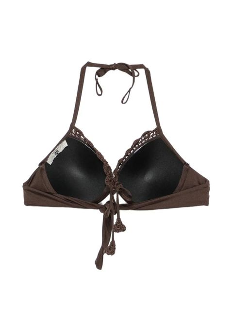 TWINSET crochet-trim halterneck bikini top - Brown - zdjęcie produktu nr 2