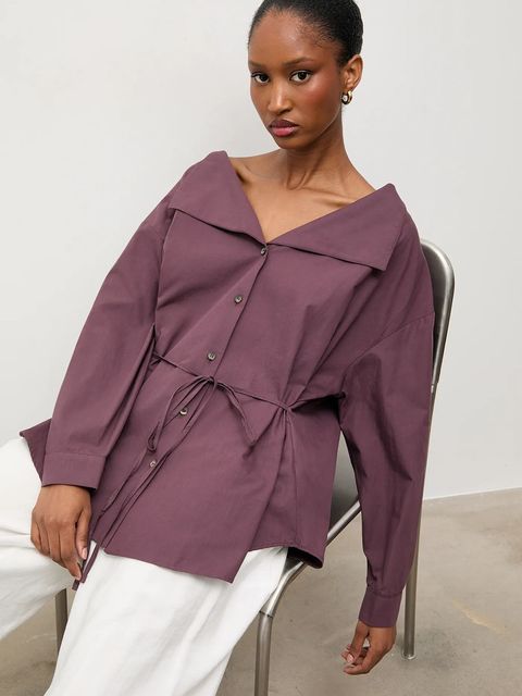 Answear.LAB koszula bawełniana damska kolor bordowy regular z kołnierzykiem klasycznym