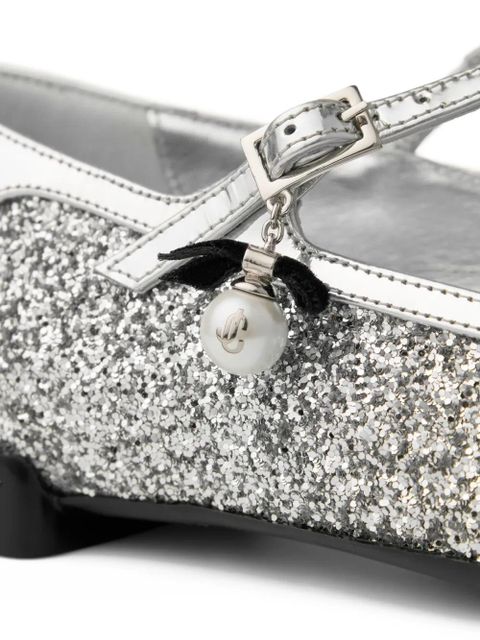 Jimmy Choo Eleri glitter-leather ballet flats - Silver