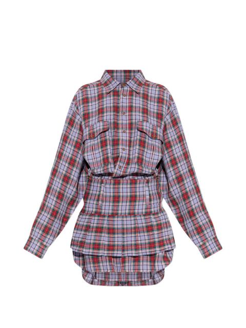 Vivienne Westwood checked buttoned mini dress - Purple - zdjęcie produktu nr 1