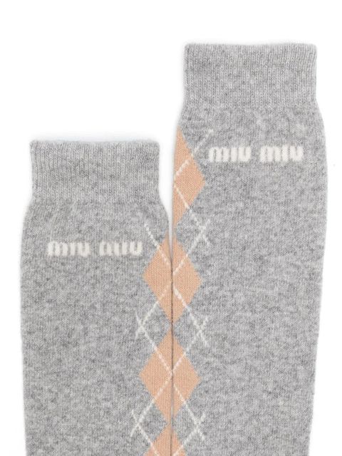 Miu Miu argyle-intarsia socks - Grey