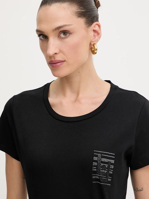 Liu Jo t-shirt bawełniany damski kolor czarny TF5287.JS923