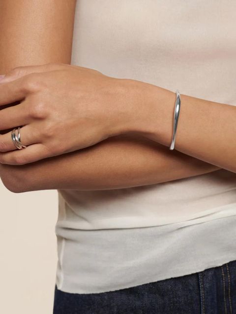 Monica Vinader Nura asymmetric thin bangle - Silver