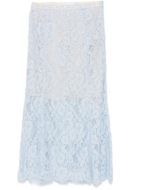 Self-Portrait lace flared midi skirt - Blue - zdjęcie produktu nr 1