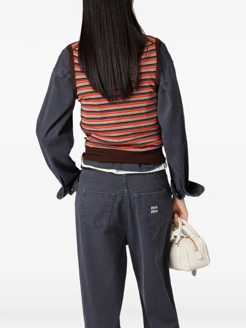 Miu Miu striped V-neck vest - Orange