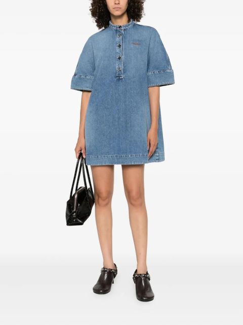 Givenchy embroidered button-placket mini dress - Blue