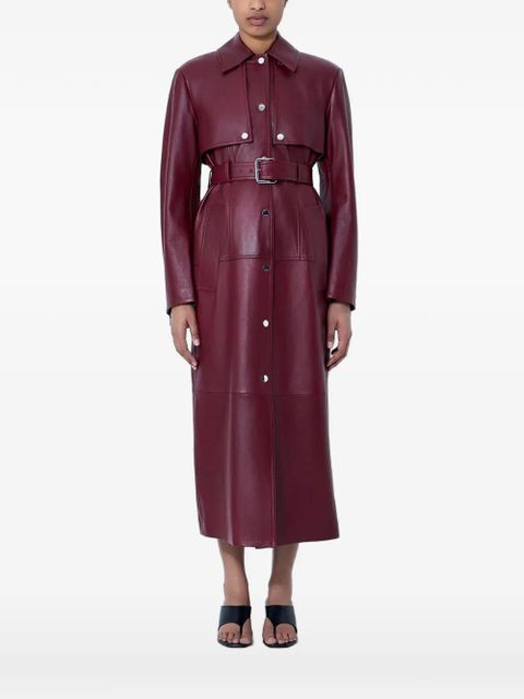 Sportmax belted leather coat - Red - zdjęcie produktu nr 1
