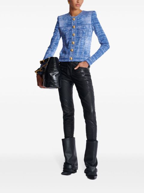 Balmain denim-effect cardigan - Blue - zdjęcie produktu nr 2