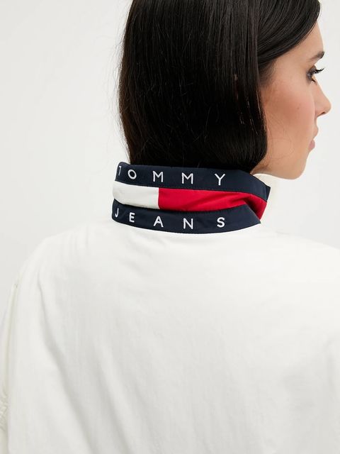 Tommy Jeans kurtka kolor beżowy przejściowa oversize DW0DW21436