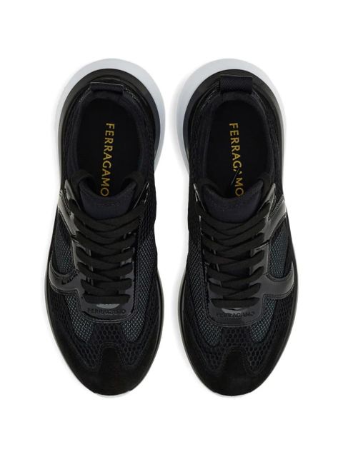 Ferragamo Gancini sneaker with mesh detail - Black