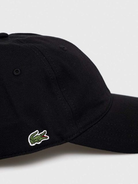 Lacoste czapka z daszkiem bawełniana kolor czarny gładka - zdjęcie produktu nr 2