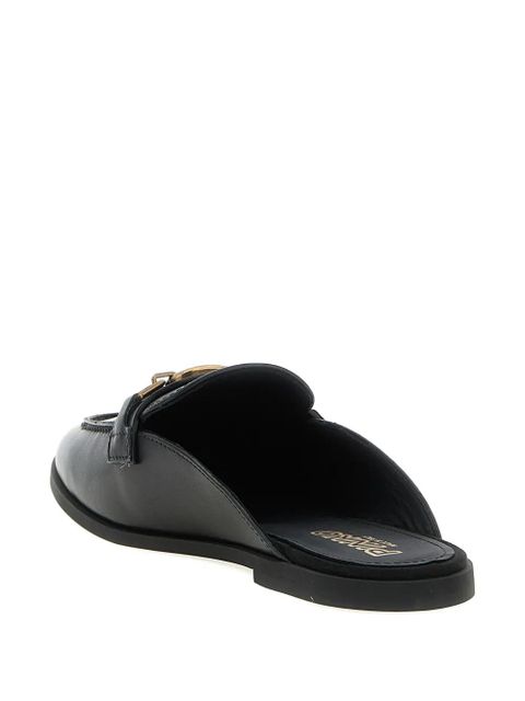 PINKO Naty 09 logo leather sabot - Black