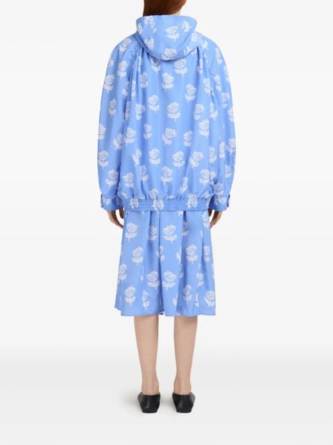 Marni floral-print zip-up jacket - Blue