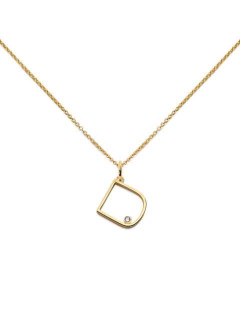 Monica Vinader solitaire diamond initial D pendant - Gold - zdjęcie produktu nr 2
