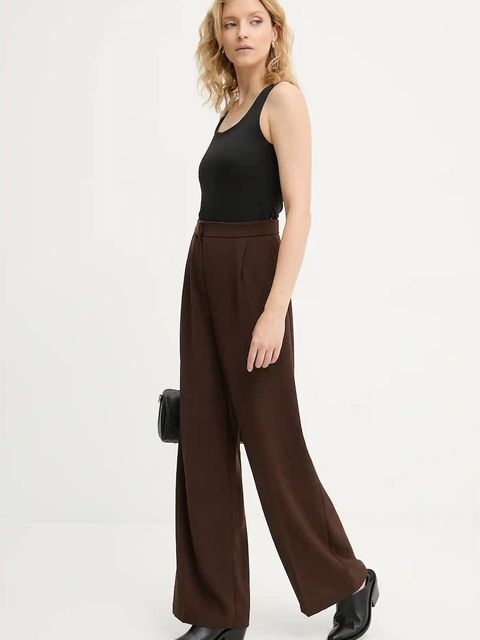 Answear.LAB spodnie damskie kolor brązowy szerokie high waist