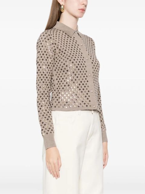 Max Mara embellished collared cardigan - Brown