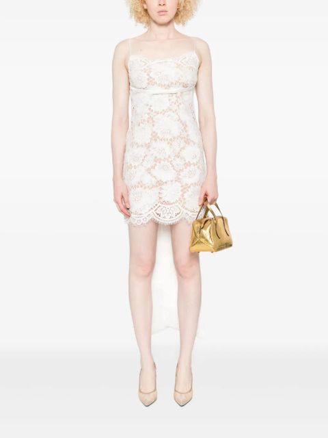 Self-Portrait lace scalloped-hem dress - White