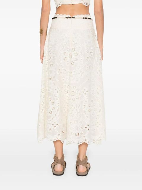ZIMMERMANN Rhiannon embroidered skirt - Neutrals
