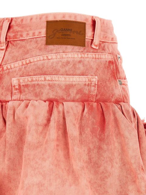 GANNI floral-appliqué flared skirt - Pink