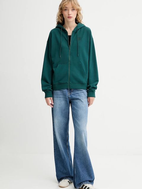 HUGO bluza bawełniana damska kolor zielony z kapturem gładka 50535240 - zdjęcie produktu nr 2