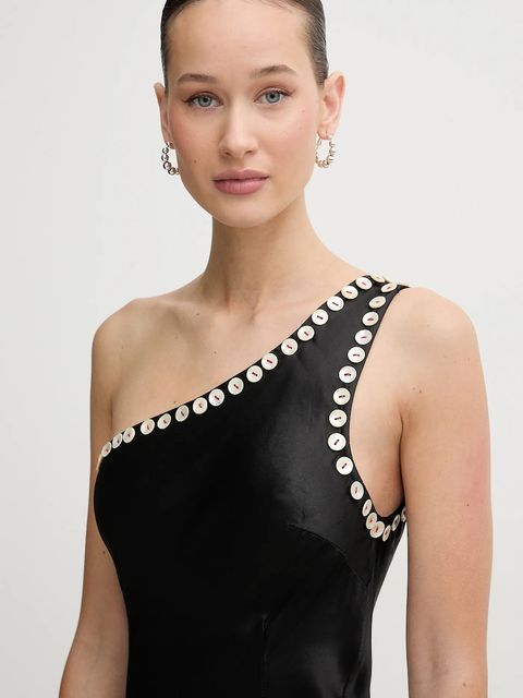 Never Fully Dressed sukienka wiskozowa kolor czarny maxi prosta NFDDR3035