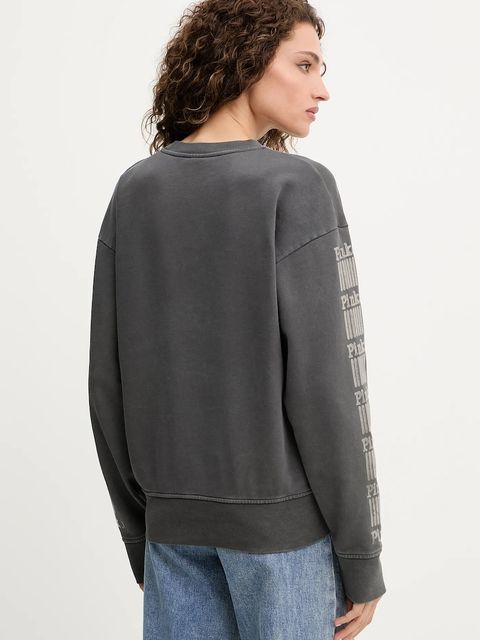 Pinko bluza bawełniana damska kolor szary z nadrukiem 104618 A2V7 - zdjęcie produktu nr 2