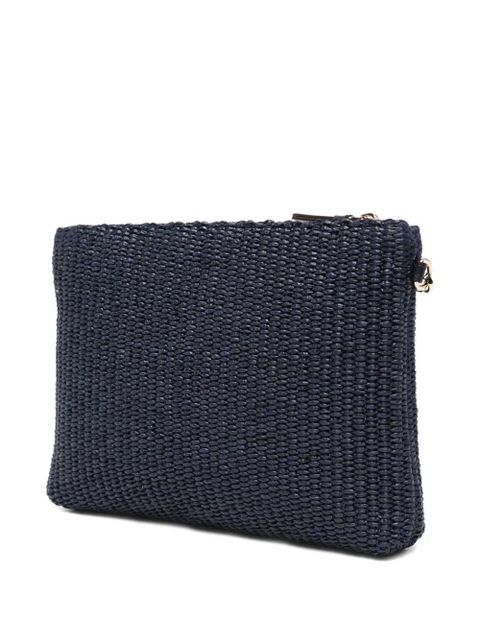 Jimmy Choo woven logo-print clutch bag - Blue