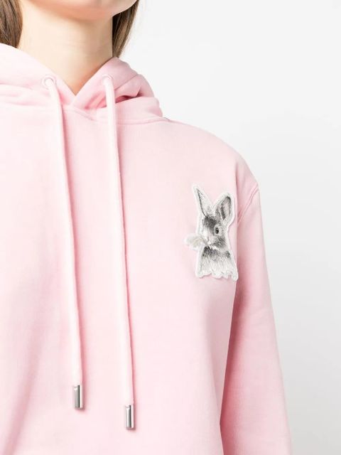 Lanvin rabbit-embroidered drawstring hoodie - Pink