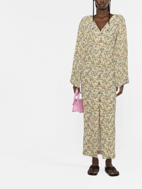 Nanushka floral-print button-down maxi dress - Yellow