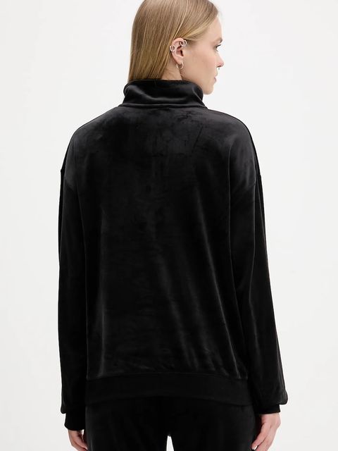 Juicy Couture bluza welurowa damska kolor czarny gładka JCBAS224810