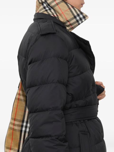 Burberry hooded belted puffer jacket - Black