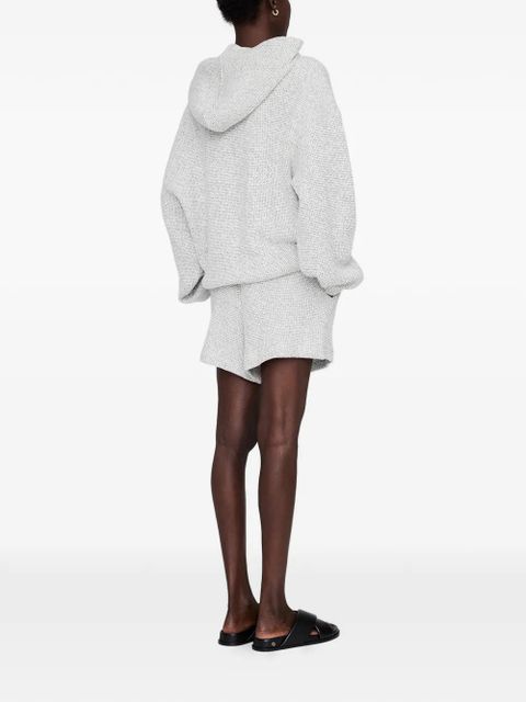 ANINE BING Alec framed monogram hoodie - Grey