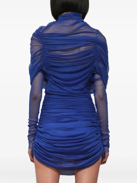 Christopher Esber sheer draped mini dress - Blue