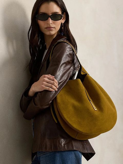 Polo Ralph Lauren torebka zamszowa kolor brązowy 428922881