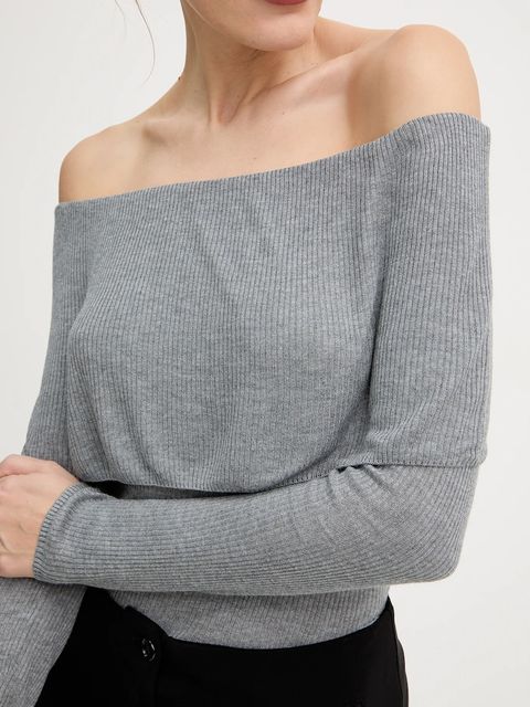 Guess longsleeve MELANIE kolor szary dekolt hiszpański W5BR48 Z0612 - zdjęcie produktu nr 2